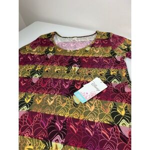 Disney LuLaRoe Maleficent Colorful Striped Shirt Size Large New Villian Evil